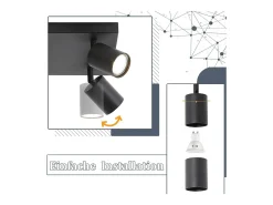 NETTLIFE Lámpara de techo 6 focos GU10 negros orientables 330° pared industrial moderna para salón dormitorio cocina sin bombilla