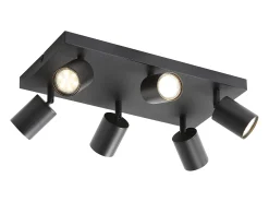 NETTLIFE Lámpara de techo 6 focos GU10 negros orientables 330° pared industrial moderna para salón dormitorio cocina sin bombilla
