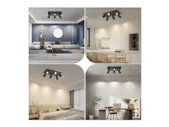 NETTLIFE Lámpara de techo 6 focos GU10 negros orientables 330° pared industrial moderna para salón dormitorio cocina sin bombilla