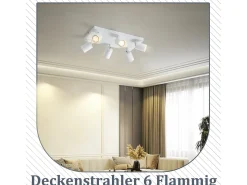 NETTLIFE Lámpara de techo 6 focos GU10 blancos orientables 330° pared industrial moderna para salón dormitorio cocina sin bombilla