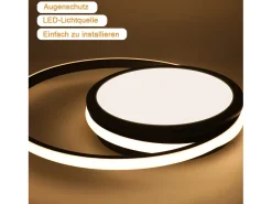 NETTLIFE Lámpara de Techo LED para - Lámpara Negra Regulable Lámpara Redonda Moderna de 56 W con Diseño de Cielo Estrellado, Estudio,