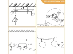 NETTLIFE Lámpara de techo E14, foco industrial de techo negro dorado, orientable y giratorio 350°