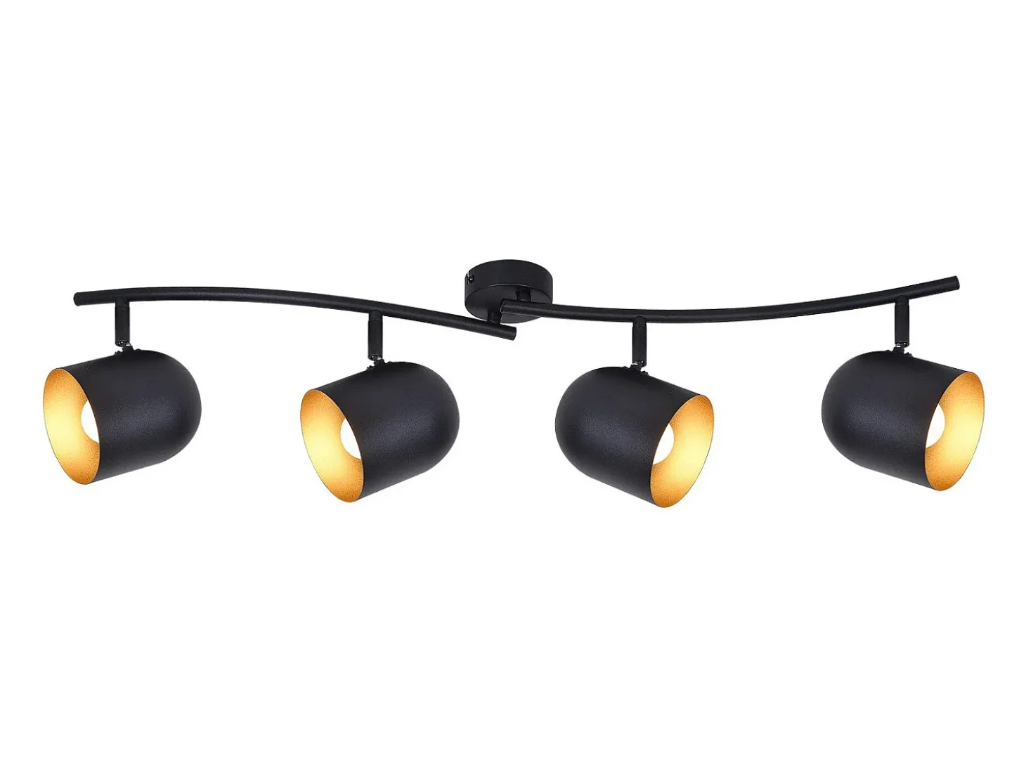 NETTLIFE Lámpara de techo E14, foco industrial de techo negro dorado, orientable y giratorio 350°