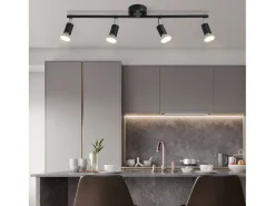 NETTLIFE Lámpara de Techo LED Negra de 4 Focos GU10 Lámpara Industrial Moderna Giratoria 330° para Pasillo Cocina Dormitorio Sala de Estar Infantil