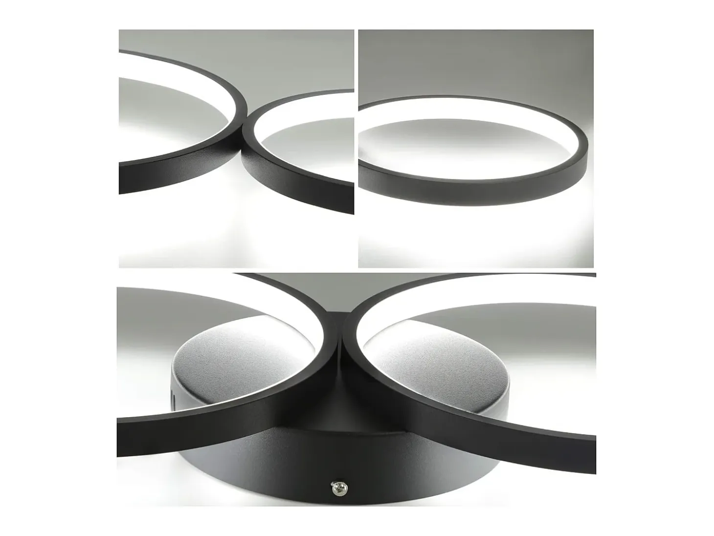 NETTLIFE Lámpara de Techo LED Moderna Regulable, Negro, 88cm, 55W, con Control Remoto, Regulable 4 Lámparas , Diseño Moderno