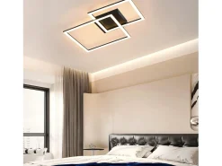 NETTLIFE Lámpara de Techo LED 3000K-6500K, Lámpara de Cocina Regulable de 54W Diseño Cuadrado Moderno Negro con Control Remoto para Dormitorio Cocina