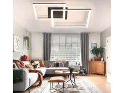 NETTLIFE Lámpara de Techo LED 3000K-6500K, Lámpara de Cocina Regulable de 54W Diseño Cuadrado Moderno Negro con Control Remoto para Dormitorio Cocina