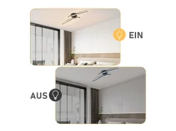 NETTLIFE Lámpara de techo LED para salón, dormitorio, moderna, negra, 12 W, 3000 K, blanco cálido, interior