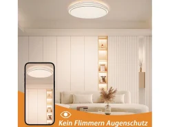 NETTLIFE Lámpara de techo LED redonda moderna, lámpara de dormitorio regulable de 23W con control remoto, lámpara de cielo estrellado de 27cm