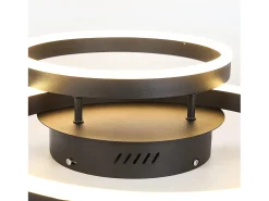 NETTLIFE, lámpara de techo LED regulable, iluminación de techo para el salón, negro lámpara para el dormitorio 46W, 2 anillos