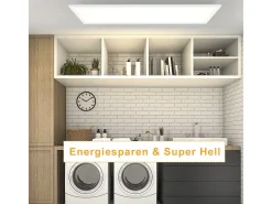NETTLIFE Lámpara de Techo con Panel LED Blanco Moderno, Lámpara de Techo Regulable de 42 W de Longitud con Control Remoto 100x25 cm para Dormitorio