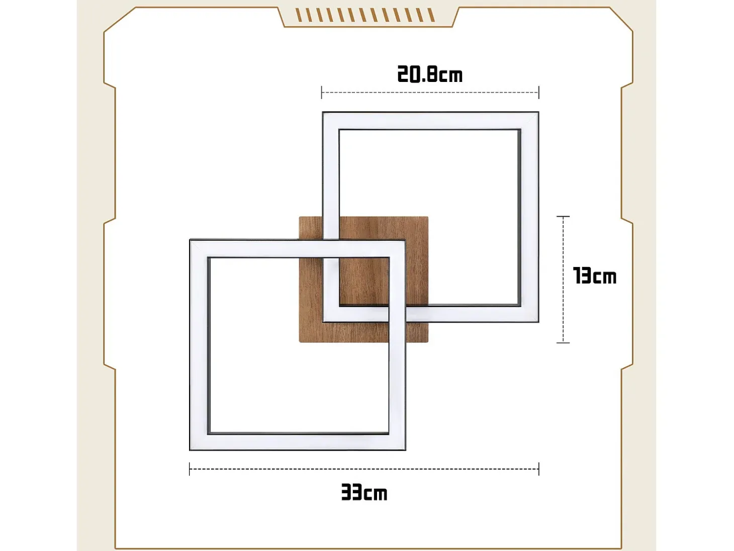 NETTLIFE Lámpara de techo LED negra de madera, 3000K, luz blanca cálida, diseño moderno, 24W
