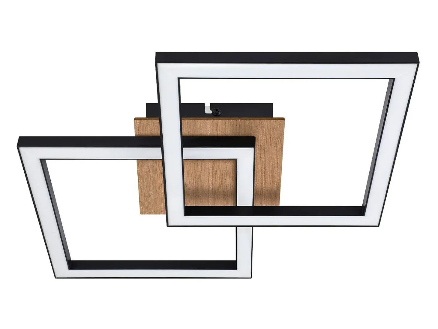 NETTLIFE Lámpara de techo LED negra de madera, 3000K, luz blanca cálida, diseño moderno, 24W
