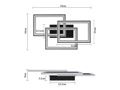 NETTLIFE Lámpara de Techo LED Sala de Estar 45W Lámpara de Sala de Estar Negra Moderna Regulable con Control Remoto Cambio de Color Geométrico para