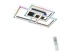 NETTLIFE Lámpara de Techo LED Sala de Estar 45W Lámpara de Sala de Estar Negra Moderna Regulable con Control Remoto Cambio de Color Geométrico para