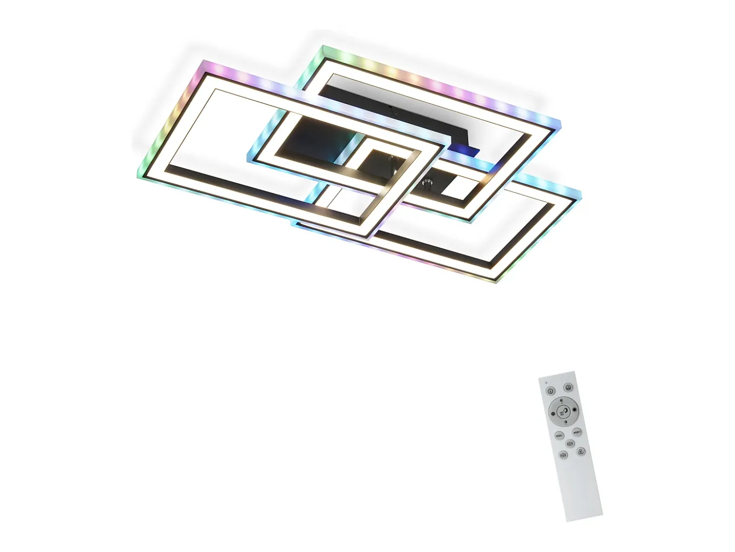 NETTLIFE Lámpara de Techo LED Sala de Estar 45W Lámpara de Sala de Estar Negra Moderna Regulable con Control Remoto Cambio de Color Geométrico para