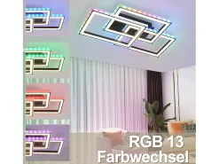NETTLIFE Lámpara de Techo LED Sala de Estar 45W Lámpara de Sala de Estar Negra Moderna Regulable con Control Remoto Cambio de Color Geométrico para