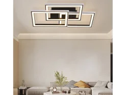 NETTLIFE Lámpara de Techo LED Sala de Estar 45W Lámpara de Sala de Estar Negra Moderna Regulable con Control Remoto Cambio de Color Geométrico para