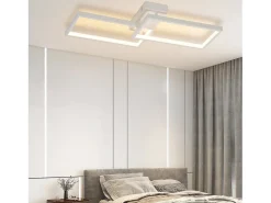 NETTLIFE Lámpara de Techo LED Metal Blanco 48W 80CM Lámpara de Salón Moderna Regulable con Diseño Rectangular para Dormitorio Infantil