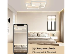 NETTLIFE Lámpara de Techo LED Salón Regulable con Control Remoto 45W 60cm Lámpara de Metal Lámpara de Diseño Moderno para Dormitorio Cocina Oficina