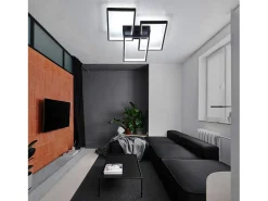 NETTLIFE Lámpara de Techo LED 63W Regulable con Mando a Distancia Diseño Moderno en Metal Negro para Dormitorio Comedor Salón Oficina