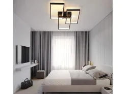 NETTLIFE Lámpara de Techo LED 63W Regulable con Mando a Distancia Diseño Moderno en Metal Negro para Dormitorio Comedor Salón Oficina