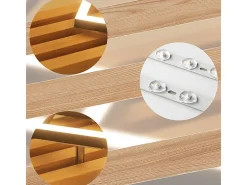 NETTLIFE Lámpara de techo LED de madera regulable, 55 cm, cuadrada, para dormitorio, moderna, geométrica, 36 W, para sala de estar, con control remoto