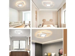 NETTLIFE Lámpara de Techo LED 48W Metal Blanco Regulable Moderna con Mando a Distancia para Dormitorio Salón Cocina Comedor