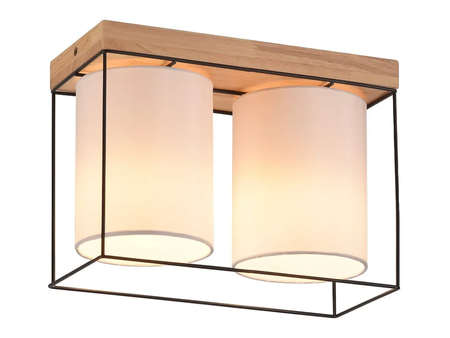 NETTLIFE Lámpara de techo dormitorio vintage plafón 2 bombillas E14 madera con estilo industrial retro