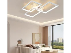 NETTLIFE Lámpara de Techo LED de Metal Blanco 72W 80cm Lámpara de Salón Moderna Regulable con Diseño Rectangular para Dormitorios, Dormitorios