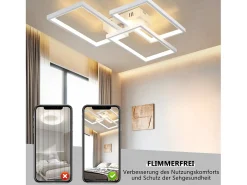 NETTLIFE Lámpara de Techo LED de Metal Blanco 72W 80cm Lámpara de Salón Moderna Regulable con Diseño Rectangular para Dormitorios, Dormitorios