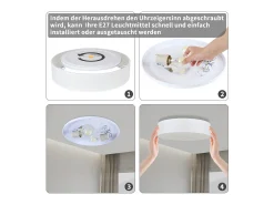 NETTLIFE Lámpara de Techo Redonda Moderna 2 Bombillas E27 Lámpara de Dormitorio de Tela Blanca 38 cm con Pantalla para Salón Cocina Pasillo