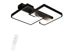 NETTLIFE Lámpara de Techo LED 45W Metal 60CM Salón Regulable con Mando a Distancia Negro Diseño Moderno para Dormitorio Comedor Estudio Cocina