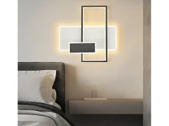 NETTLIFE Lámpara de techo LED Lámpara de techo para sala de estar Regulable 62W con 2 focos de techo Negro con control remoto Acrílico moderno