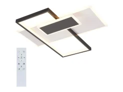 NETTLIFE Lámpara de techo LED Lámpara de techo para sala de estar Regulable 62W con 2 focos de techo Negro con control remoto Acrílico moderno