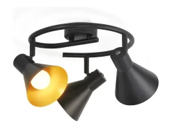 NETTLIFE Lámpara de Techo de 3 Puntos Salón Cocina Negra E14 Vintage Giratoria 330° Metal Industrial para Dormitorio Pasillo