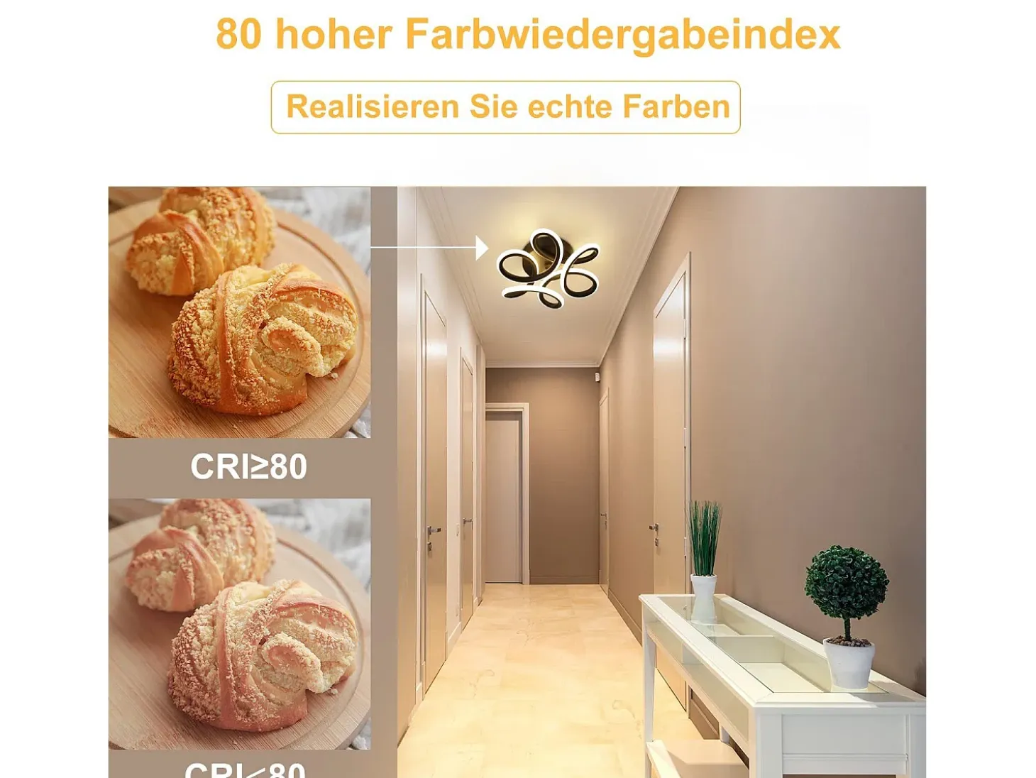 NETTLIFE Lámpara de Techo LED Negra 17W 3000K Lámpara de Moderna Diseño de Metal Geométrico Blanco Cálido para Entrada Dormitorio