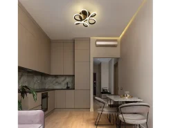 NETTLIFE Lámpara de Techo LED Negra 17W 3000K Lámpara de Moderna Diseño de Metal Geométrico Blanco Cálido para Entrada Dormitorio