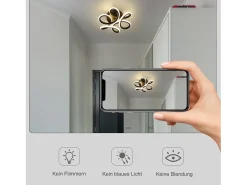 NETTLIFE Lámpara de Techo LED Negra 17W 3000K Lámpara de Moderna Diseño de Metal Geométrico Blanco Cálido para Entrada Dormitorio