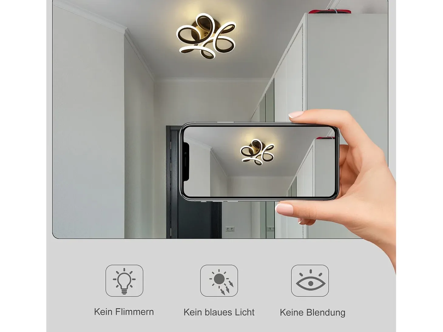 NETTLIFE Lámpara de Techo LED Negra 17W 3000K Lámpara de Moderna Diseño de Metal Geométrico Blanco Cálido para Entrada Dormitorio