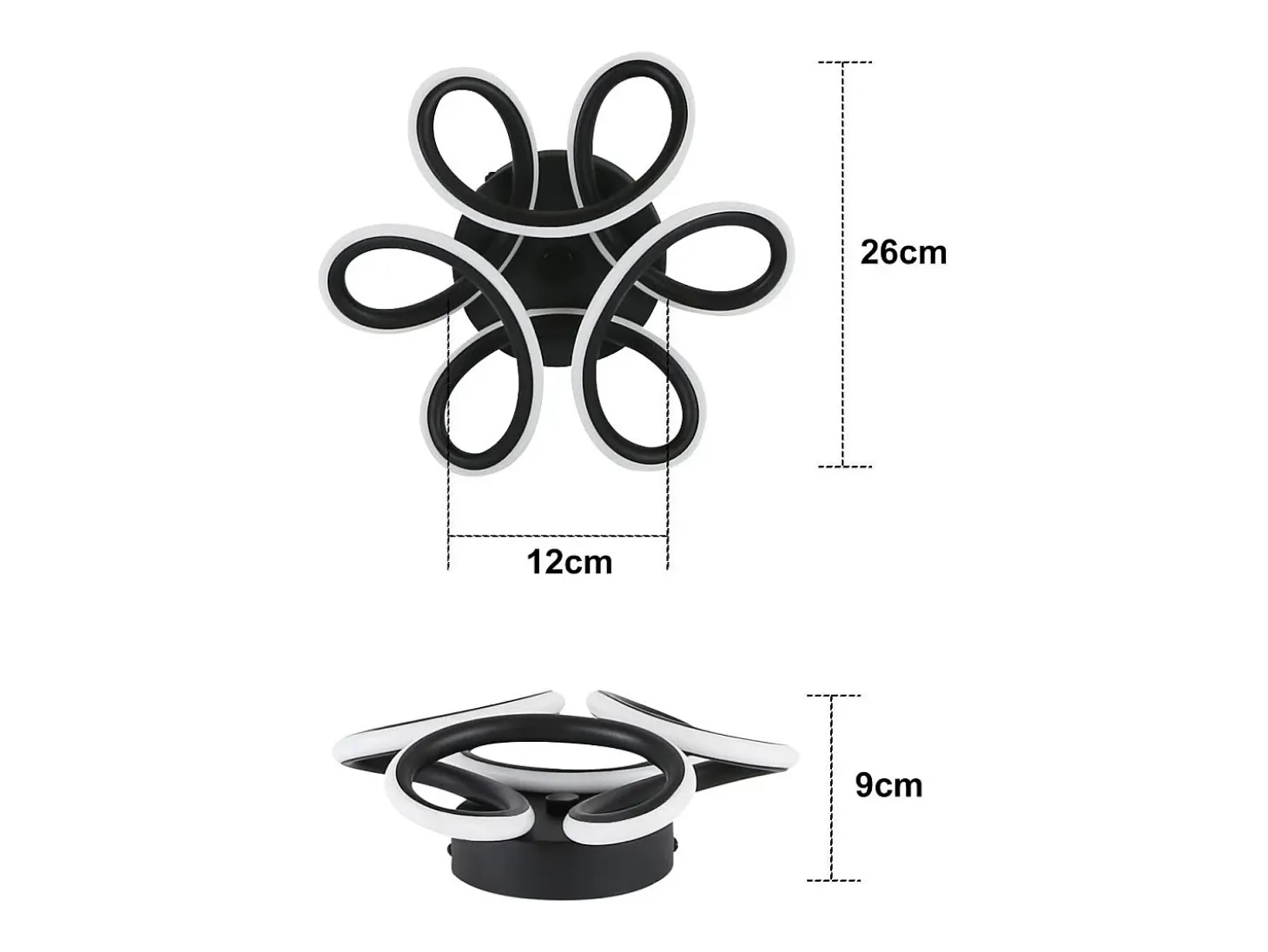 NETTLIFE Lámpara de Techo LED Negra 17W 3000K Lámpara de Moderna Diseño de Metal Geométrico Blanco Cálido para Entrada Dormitorio