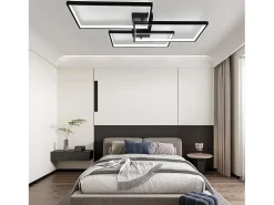 NETTLIFE Lámpara de Techo LED Metal Negro 72W 80CM Lámpara de Salón Moderna Regulable con Control Remoto Diseño Rectangular para Cocinas
