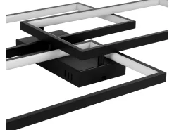 NETTLIFE Lámpara de Techo LED Metal Negro 72W 80CM Lámpara de Salón Moderna Regulable con Control Remoto Diseño Rectangular para Cocinas