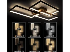 NETTLIFE Lámpara de Techo LED Metal Negro 72W 80CM Lámpara de Salón Moderna Regulable con Control Remoto Diseño Rectangular para Cocinas