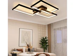NETTLIFE Lámpara de Techo LED Metal Negro 72W 80CM Lámpara de Salón Moderna Regulable con Control Remoto Diseño Rectangular para Cocinas