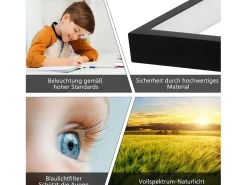NETTLIFE Lámpara de Techo LED Metal Negro 72W 80CM Lámpara de Salón Moderna Regulable con Control Remoto Diseño Rectangular para Cocinas