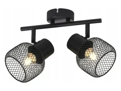 NETTLIFE Lámpara de techo 2 focos E27 Máx. 25W Vintage 2 Bombillas - Foco Interior Giratorio 330° de Metal Negro para Salón Sin Bombilla