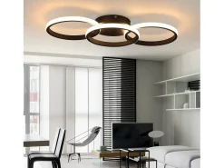 NETTLIFE Lámpara de Techo LED Negra Moderna Redonda con Lámpara de Cocina Blanca Cálida de 36 W para Sala de Estar, Comedor, Dormitorio, Pasillo