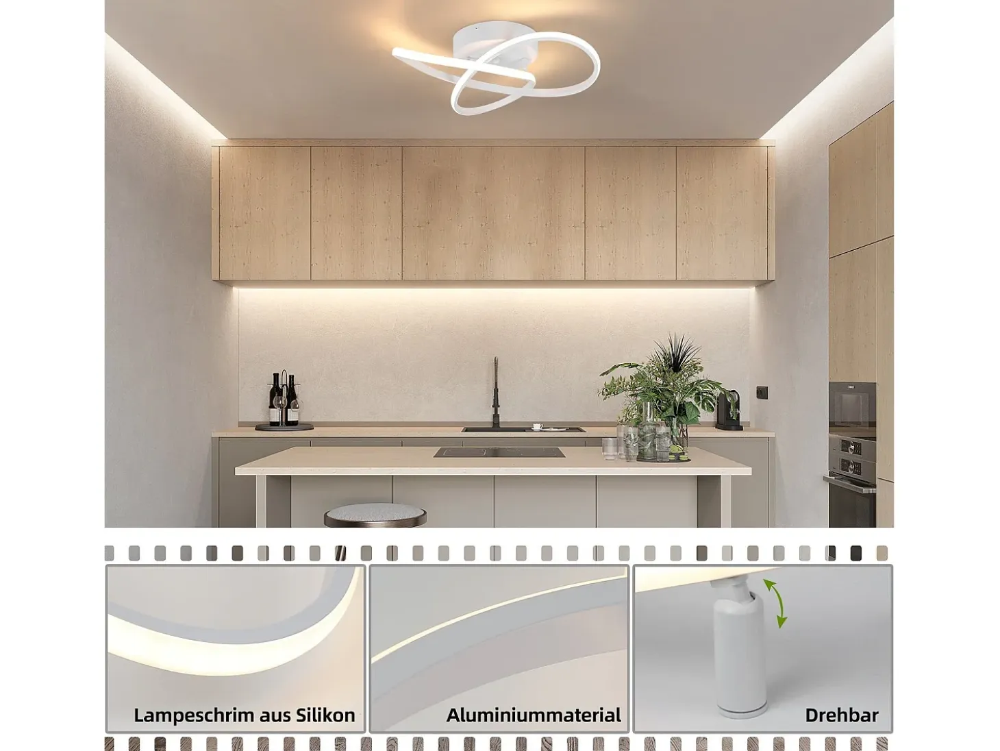 NETTLIFE Lámpara de Techo LED Blanca Regulable 40 CM Moderna con Control Remoto Lámpara de Diseño Geométrico 33 W para Dormitorio Estudio