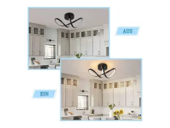 NETTLIFE Lámpara de techo LED moderna para sala de estar, negra, 12 W, interior, 3000 K, blanco cálido, LED integrado permanentemente